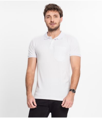 Polo Masculina Básica Com Bolso Select Branco