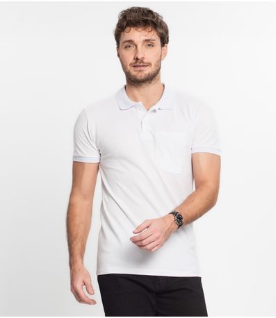 Polo Masculina Básica Com Bolso Select Branco