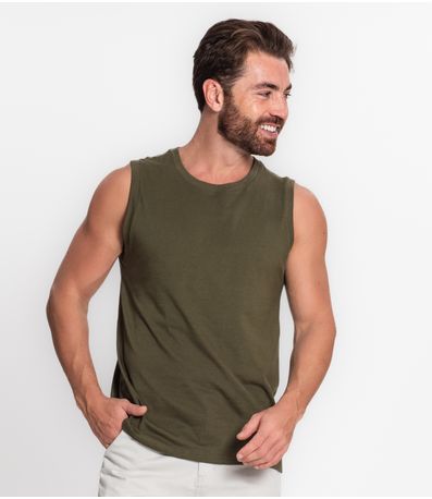 Regata Masculina Básico Meia Malha Diametro Verde