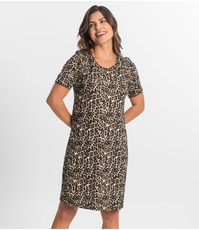 Vestido Feminino Estampado Select Bege