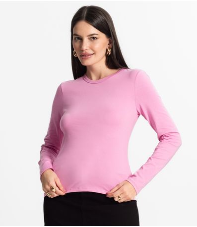 Blusa Manga Longa Básica Select Rosa