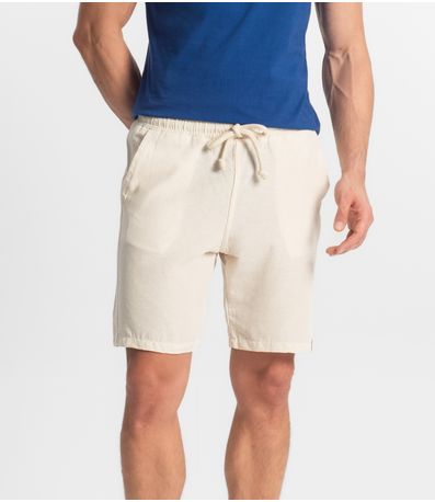 Bermuda Masculina Com Elástico E Bolsos Shift Bege