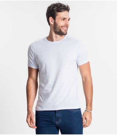 Camiseta Masculina Básica Meia Malha Diametro Branco