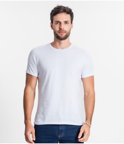 Camiseta Masculina Básica Meia Malha Diametro Branco
