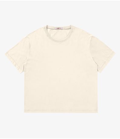 Blusa Manga Curta Plus Size Secret Glam Bege