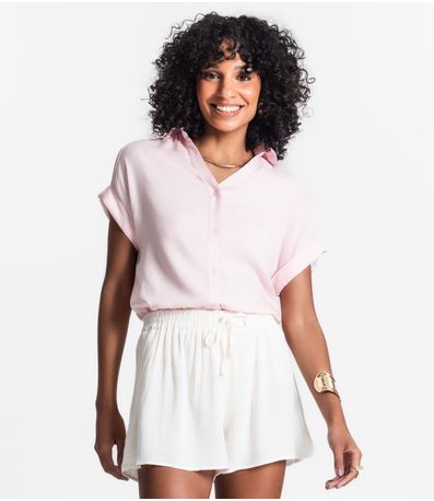 Camisa Feminina Gola Padre Manga Curta Select Rosa