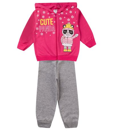Conjunto De Moletom Infantil Com Capuz Kappes Rosa