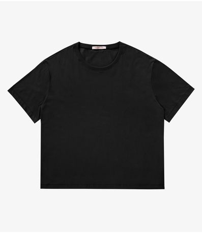 Blusa Manga Curta Plus Size Secret Glam Preto