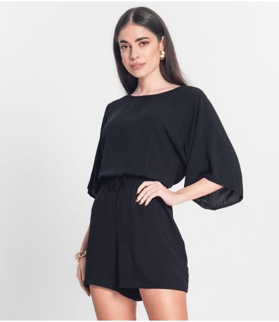 Macaquinho Feminino Viscose Infinita Cor Preto