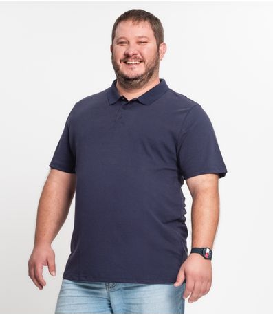 Camisa Polo Piquet Plus Size Masculino Kohmar Azul