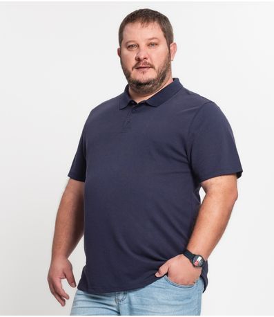 Camisa Polo Piquet Plus Size Masculino Kohmar Azul