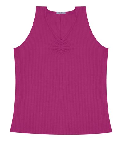 Regata Plus Size Em Ribana Canelada Secret Glam Roxo