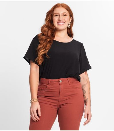 Blusa Feminina Plus Size Secret Glam Preto