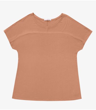 Blusa Visco Tricot Plus Size Secret Glam Marrom