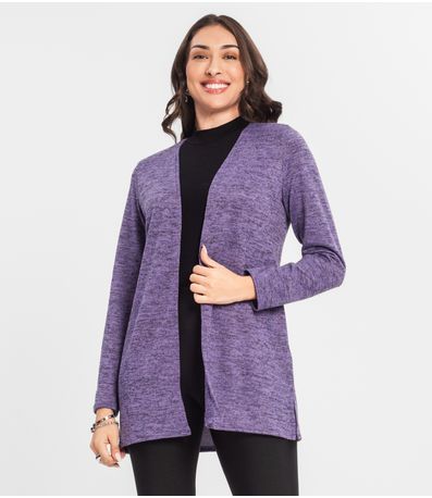 Cardigan Feminino Alongado Infinita Cor Roxo