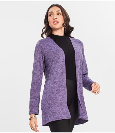 Cardigan Feminino Alongado Infinita Cor Roxo