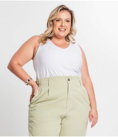 Regata Feminina Plus Size Secret Glam Branco