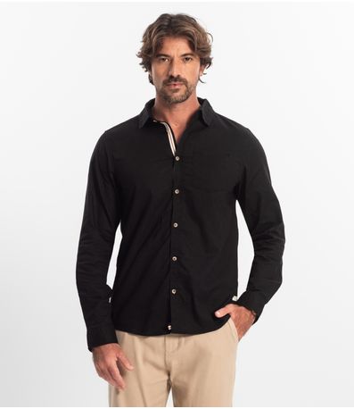 Camisa Masculina Manga Longa Diametro Preto