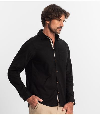 Camisa Masculina Manga Longa Diametro Preto