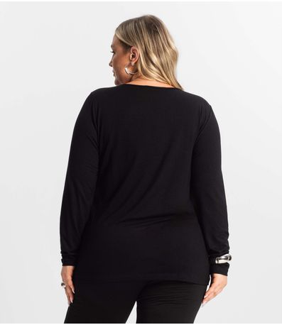 Blusa Manga Longa Viscotorcion Secret Glam Preto