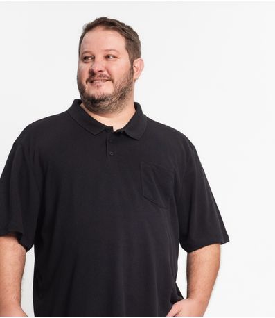 Camisa Polo Piquet Plus Size Masculina KO Preto