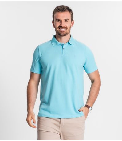 Camisa Polo Básica Masculina Diametro Azul