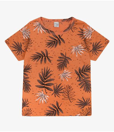 Camiseta Infantil Menino Coqueiros Infinita Cor Laranja