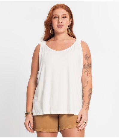 Blusa De Alça Feminina Plus Size Secret Glam Bege