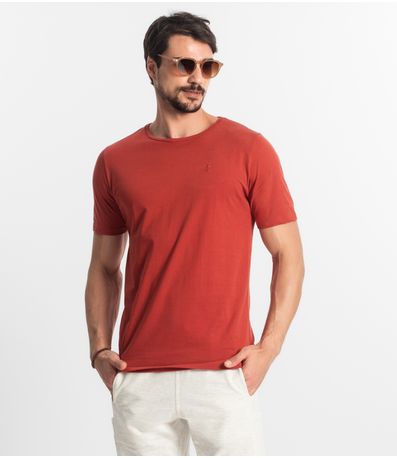 Camiseta Masculina Básica Meia Malha Diametro Vermelho