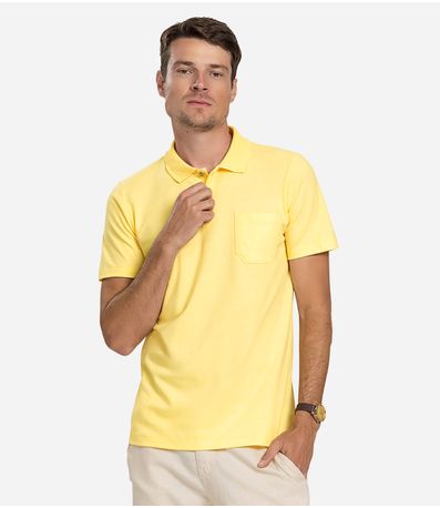 Polo Masculina Pique Diametro Amarelo