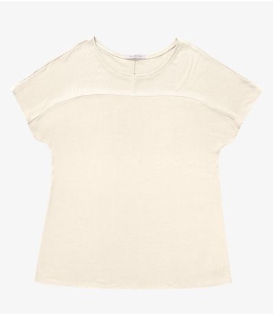 Blusa Visco Tricot Plus Size Secret Glam Bege