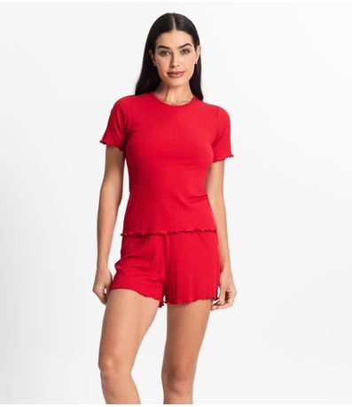 Pijama Feminino Canelado Select Vermelho