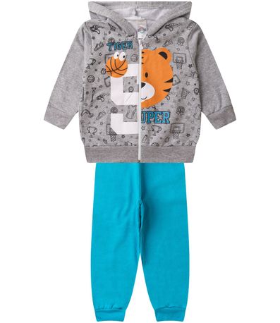 Conjunto De Moletom Infantil Menino Kappes Cinza