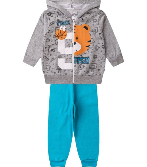 Conjunto De Moletom Infantil Menino Kappes Cinza