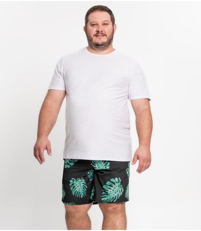 Bermuda Microfibra Elastano Estampada Nellonda Preto
