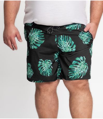 Bermuda Microfibra Elastano Estampada Nellonda Preto
