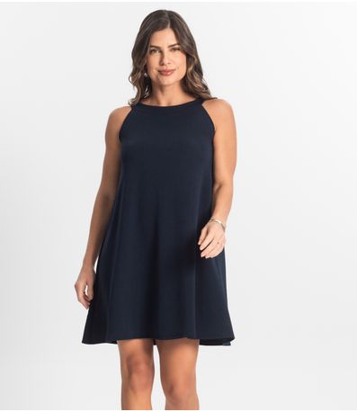 Vestido Feminino Curto Em Liganete Select Azul