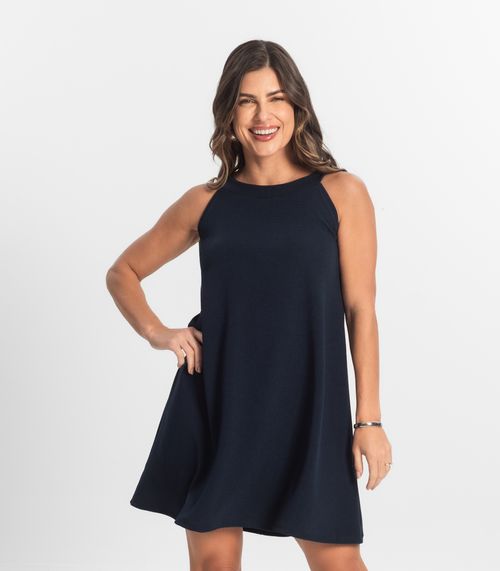 Vestido Feminino Curto Em Liganete Select Azul