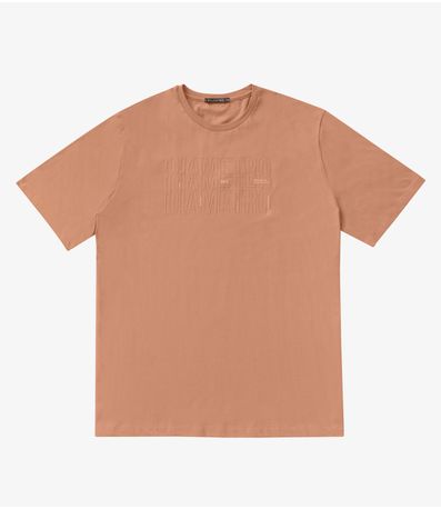 Camiseta Masculina Plus Size Meia Malha Diametro Marrom