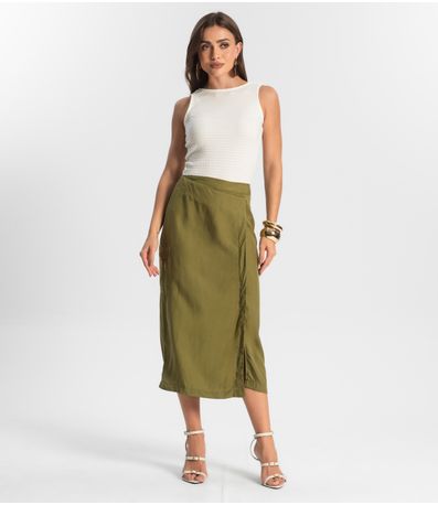 Saia Midi Com Fenda Endless Verde