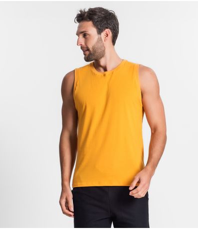 Regata Masculina Básico Meia Malha Diametro Amarelo