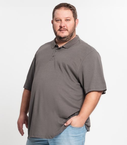 Camisa Polo Piquet Plus Size Masculino Kohmar Cinza