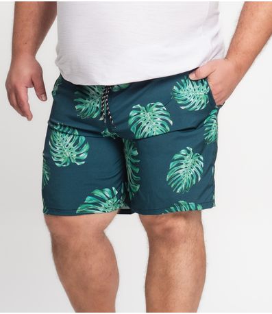 Bermuda Microfibra Elastano Estampada Nellonda Verde