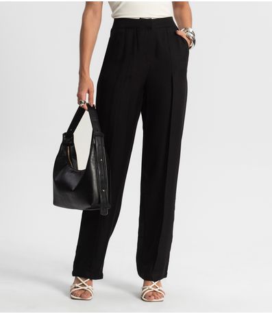 Calça Feminina Reta Alfaiataria Style Box Preto