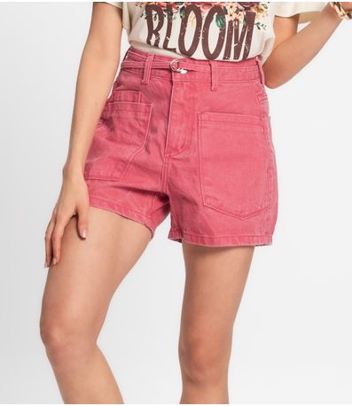 Shorts Feminino Cintura Alta Emporio Rosa