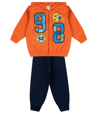 Conjunto De Moletom Infantil Menino Kappes Laranja