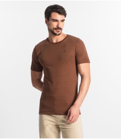Camiseta Masculina Meia Malha Diametro Marrom