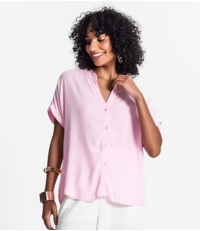 Camisa Feminina Gola Padre Manga Curta Select Rosa