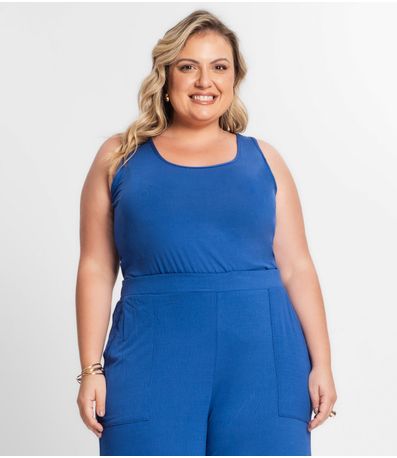 Regata Feminina Plus Size Secret Glam Azul