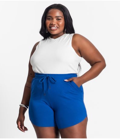 Regata Plus Size Em Ribana Canelada Secret Glam Bege